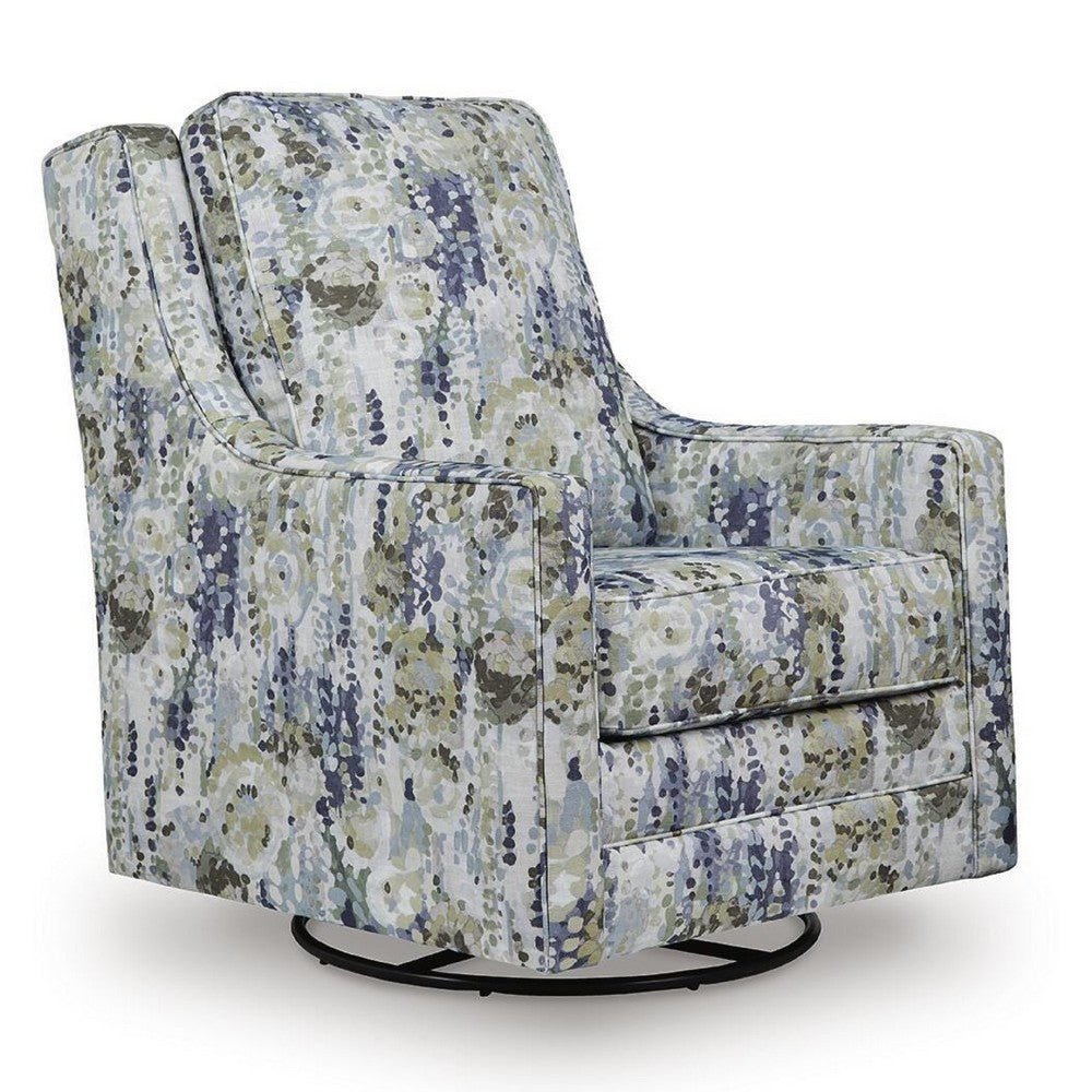 Dusty Swivel Glider Accent Chair | Floral Details | Multicolor Polyester