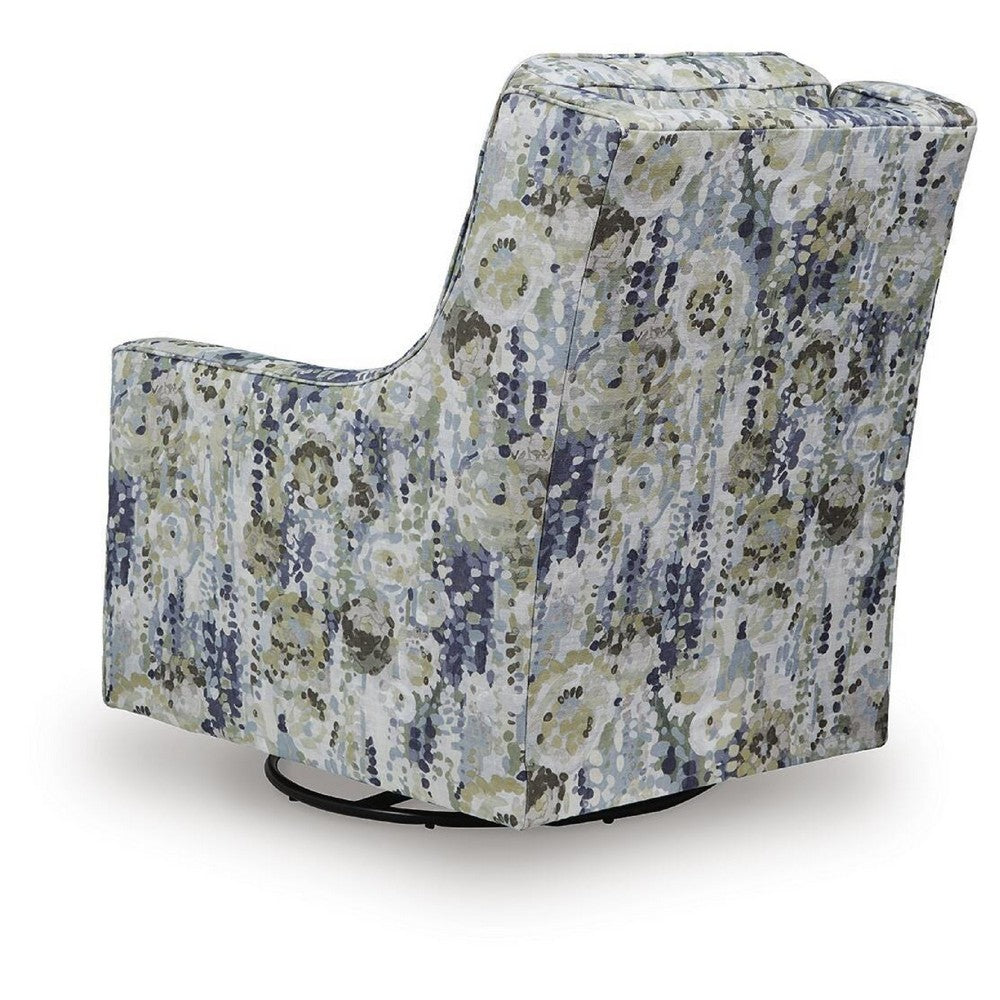 Dusty Swivel Glider Accent Chair | Floral Details | Multicolor Polyester