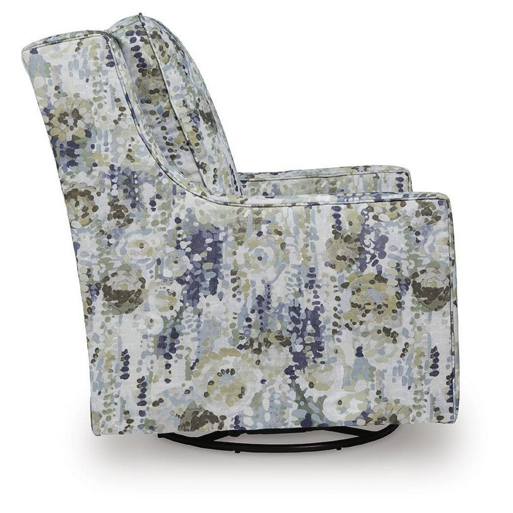 Dusty Swivel Glider Accent Chair | Floral Details | Multicolor Polyester