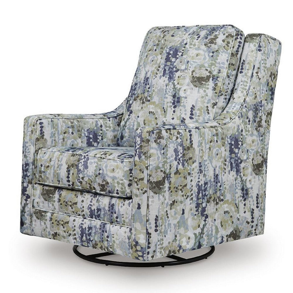 Dusty Swivel Glider Accent Chair | Floral Details | Multicolor Polyester