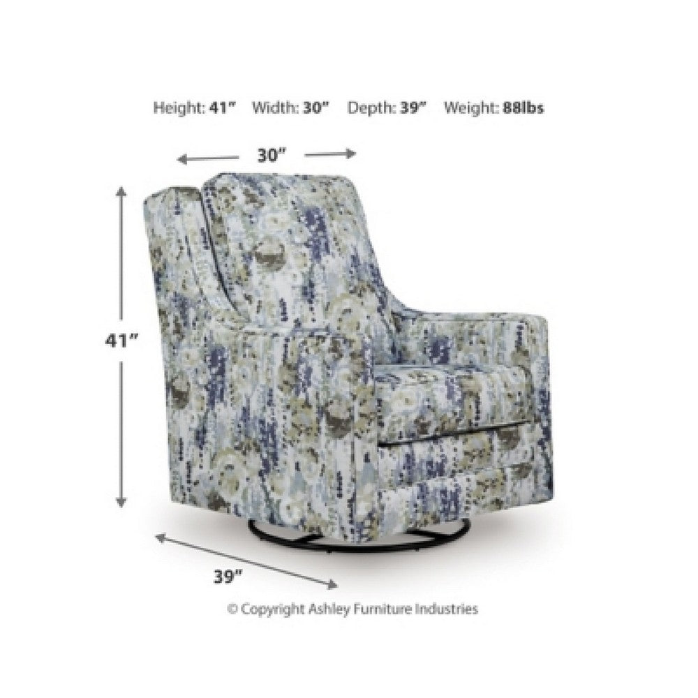 Dusty Swivel Glider Accent Chair | Floral Details | Multicolor Polyester