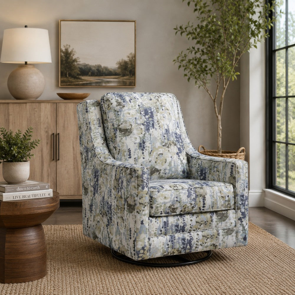 Dusty Swivel Glider Accent Chair | Floral Details | Multicolor Polyester