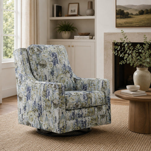 Dusty Swivel Glider Accent Chair | Floral Details | Multicolor Polyester
