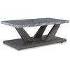 Brenda 3Pc Coffee Table Set with Casters | Faux Marble Top | Gray Wood