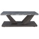 Brenda 3Pc Coffee Table Set with Casters | Faux Marble Top | Gray Wood