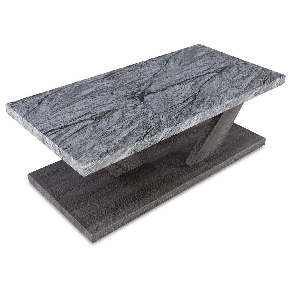 Brenda 3Pc Coffee Table Set with Casters | Faux Marble Top | Gray Wood