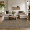Amina Large Area Rug with Aztec-Inspired Pattern | Brown-Ivory Wool 8x10