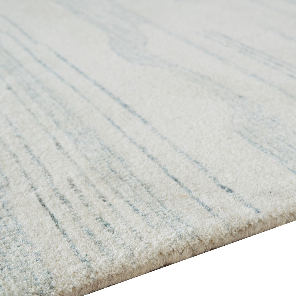 Genie Hand-Tufted Large Area Rug | Abstract Striped Patterns | Ivory Blue Wool 8x10