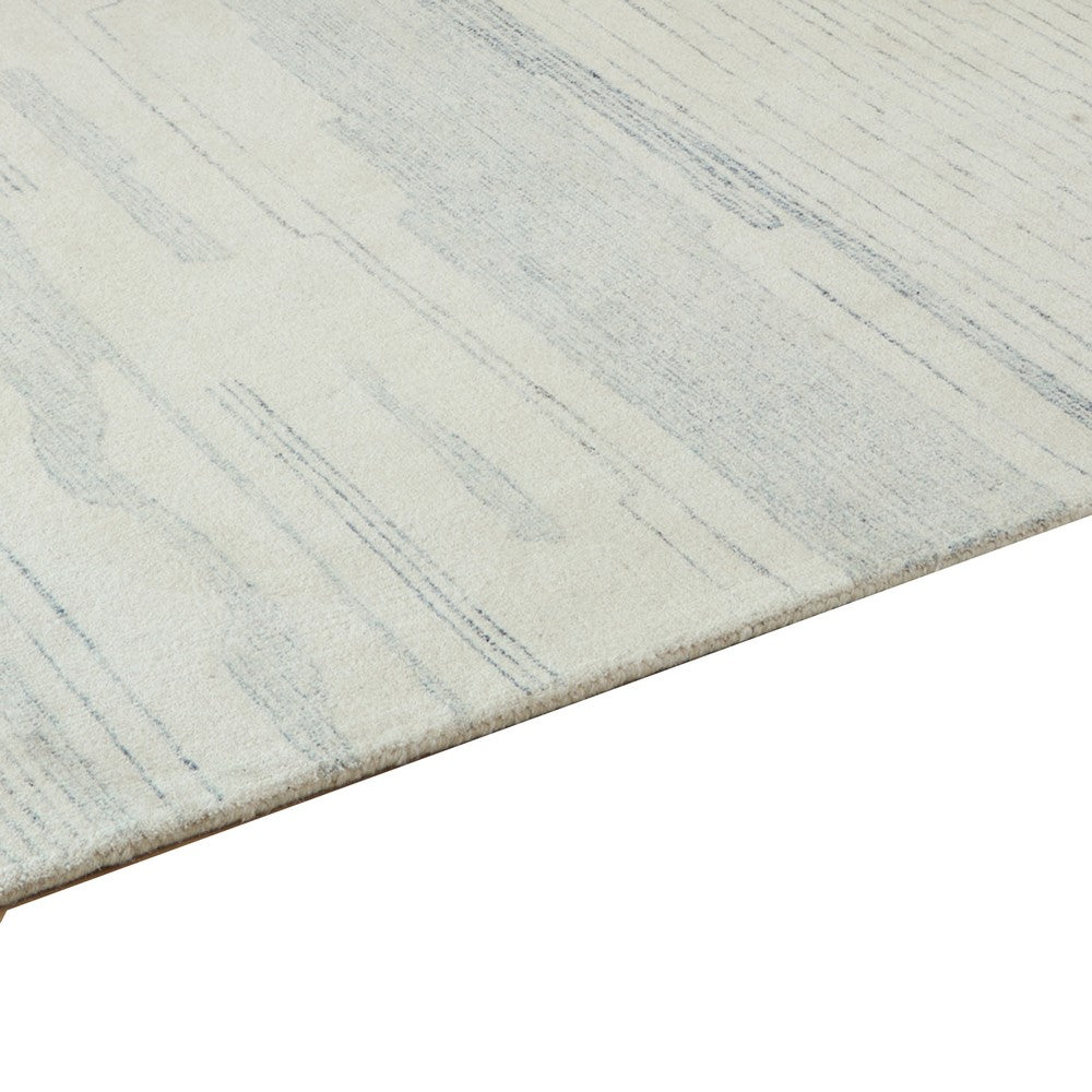 Genie Hand-Tufted Large Area Rug | Abstract Striped Patterns | Ivory Blue Wool 8x10