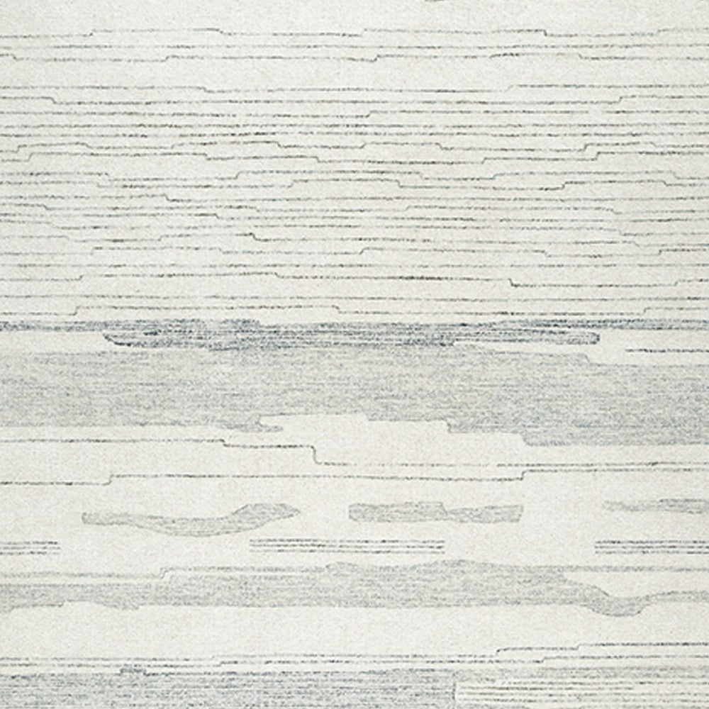 Genie Hand-Tufted Large Area Rug | Abstract Striped Patterns | Ivory Blue Wool 8x10