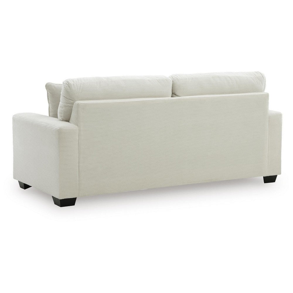 Gesi Sofa with Track Arms and Accent Pillows | Ivory Corded Polyester 85"