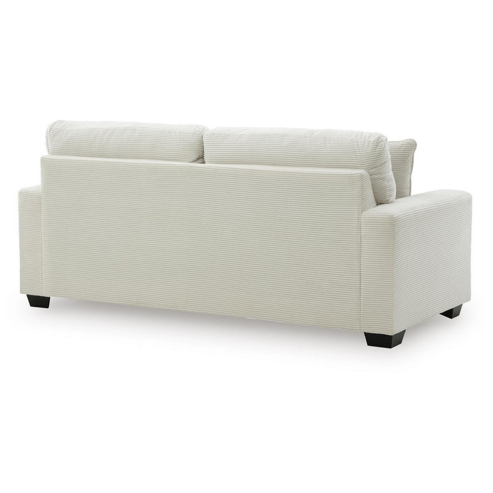 Gesi Sofa with Track Arms and Accent Pillows | Ivory Corded Polyester 85"