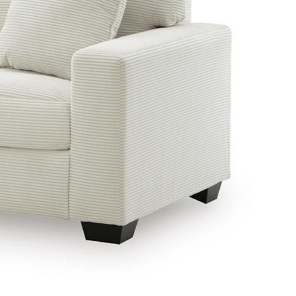 Gesi Sofa with Track Arms and Accent Pillows | Ivory Corded Polyester 85"