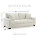 Gesi Sofa with Track Arms and Accent Pillows | Ivory Corded Polyester 85"
