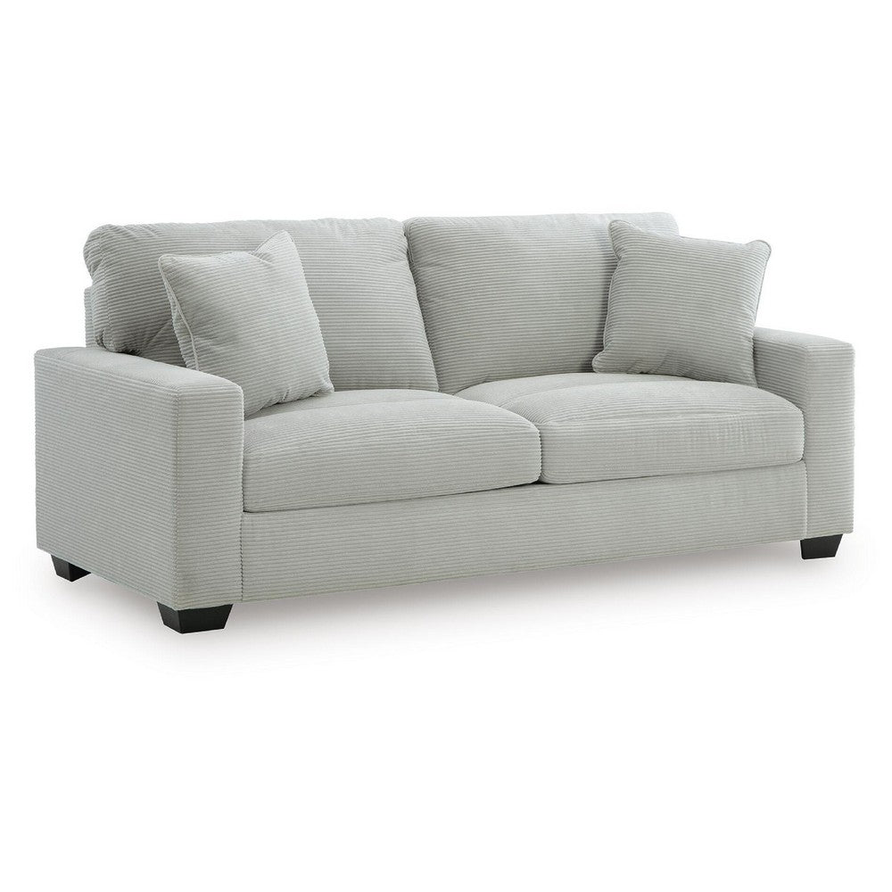 Gesi Sofa with Track Arms and Accent Pillows | Smoke Corded Polyester 85"