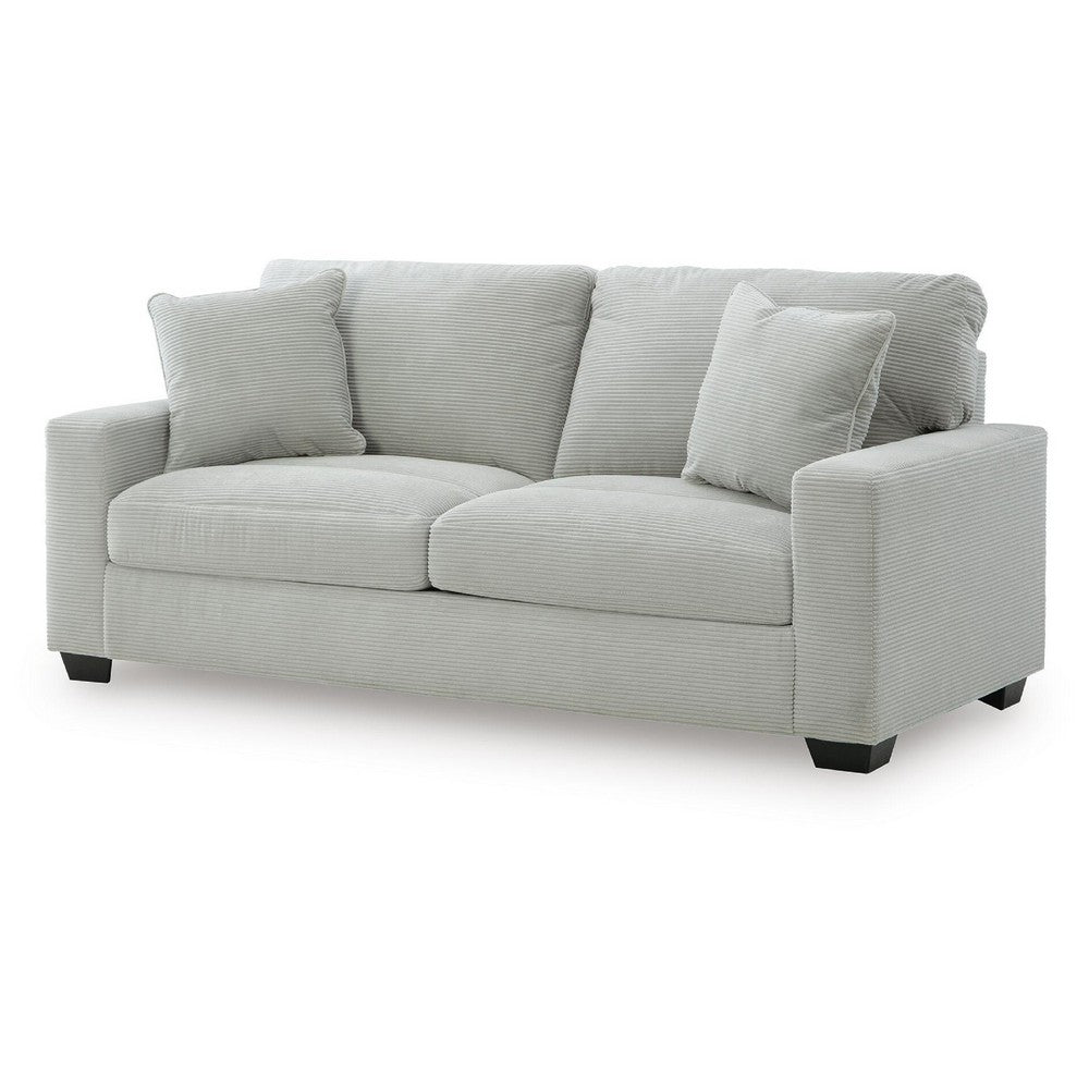 Gesi Sofa with Track Arms and Accent Pillows | Smoke Corded Polyester 85"