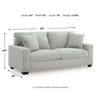 Gesi Sofa with Track Arms and Accent Pillows | Smoke Corded Polyester 85"