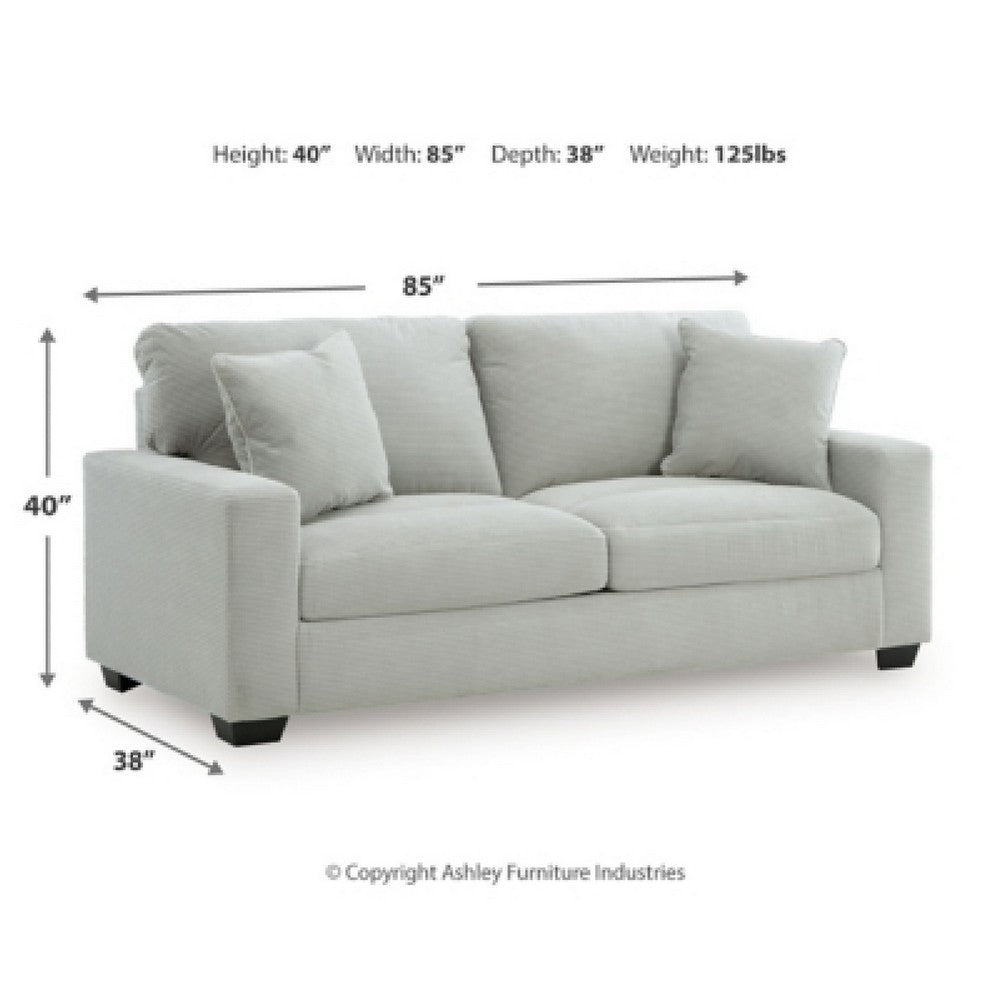 Gesi Sofa with Track Arms and Accent Pillows | Smoke Corded Polyester 85"