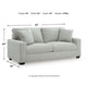 Gesi Sofa with Track Arms and Accent Pillows | Smoke Corded Polyester 85"