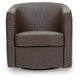 Amay Swivel Accent Chair | Barrel Design | Granite Tufted Faux Leather