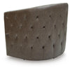 Amay Swivel Accent Chair | Barrel Design | Granite Tufted Faux Leather
