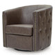 Amay Swivel Accent Chair | Barrel Design | Granite Tufted Faux Leather
