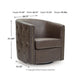 Amay Swivel Accent Chair | Barrel Design | Granite Tufted Faux Leather