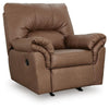 Lalie Manual Rocker Recliner  Chair | Jumbo-Stitching | Caramel Faux Leather