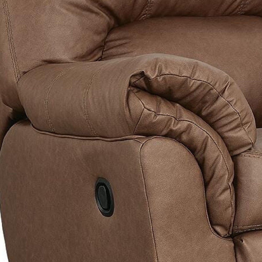 Lalie Manual Rocker Recliner  Chair | Jumbo-Stitching | Caramel Faux Leather
