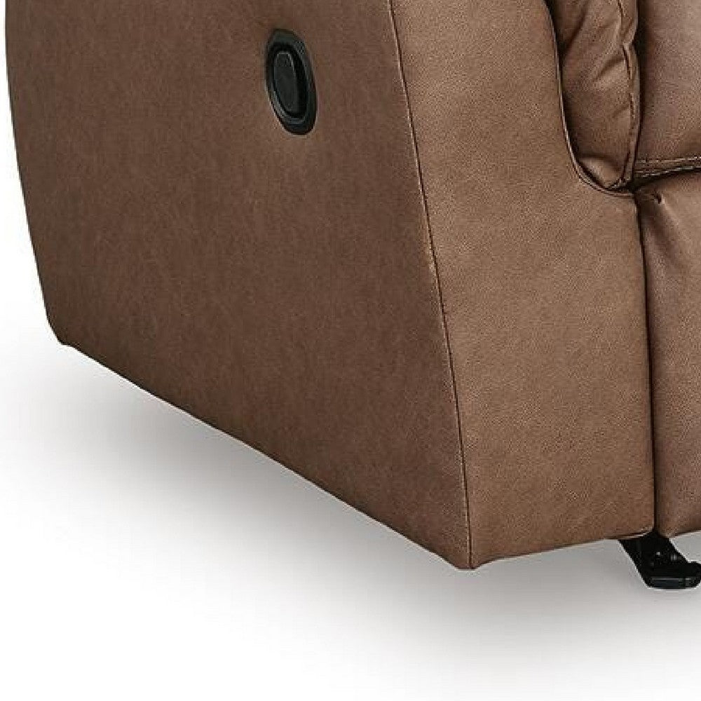 Lalie Manual Rocker Recliner  Chair | Jumbo-Stitching | Caramel Faux Leather
