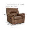 Lalie Manual Rocker Recliner  Chair | Jumbo-Stitching | Caramel Faux Leather