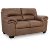 Lalie Loveseat | Corner Block Frame | Caramel Jumbo-Stitch Faux Leather 66"