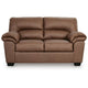Lalie Loveseat | Corner Block Frame | Caramel Jumbo-Stitch Faux Leather 66"