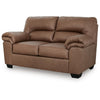 Lalie Loveseat | Corner Block Frame | Caramel Jumbo-Stitch Faux Leather 66"