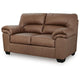 Lalie Loveseat | Corner Block Frame | Caramel Jumbo-Stitch Faux Leather 66"