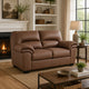 Lalie Loveseat | Corner Block Frame | Caramel Jumbo-Stitch Faux Leather 66"