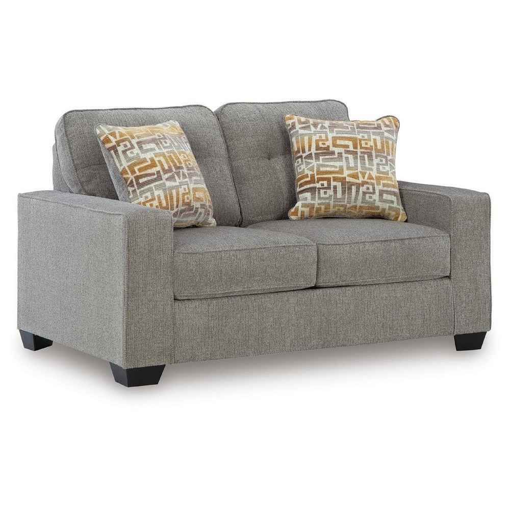 Bonny Loveseat with Track Arms and Accent Pillows | Iron Polyester 63"