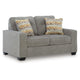 Bonny Loveseat with Track Arms and Accent Pillows | Iron Polyester 63"