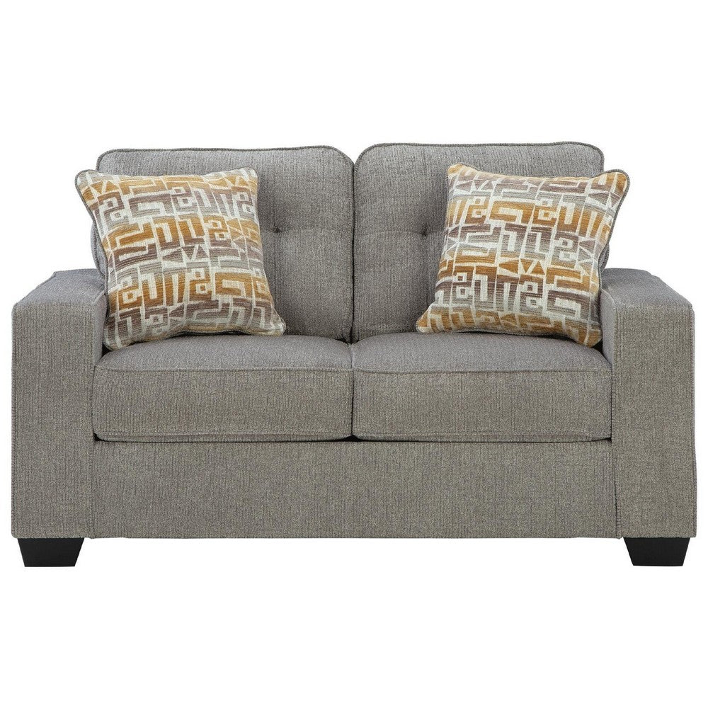 Bonny Loveseat with Track Arms and Accent Pillows | Iron Polyester 63"