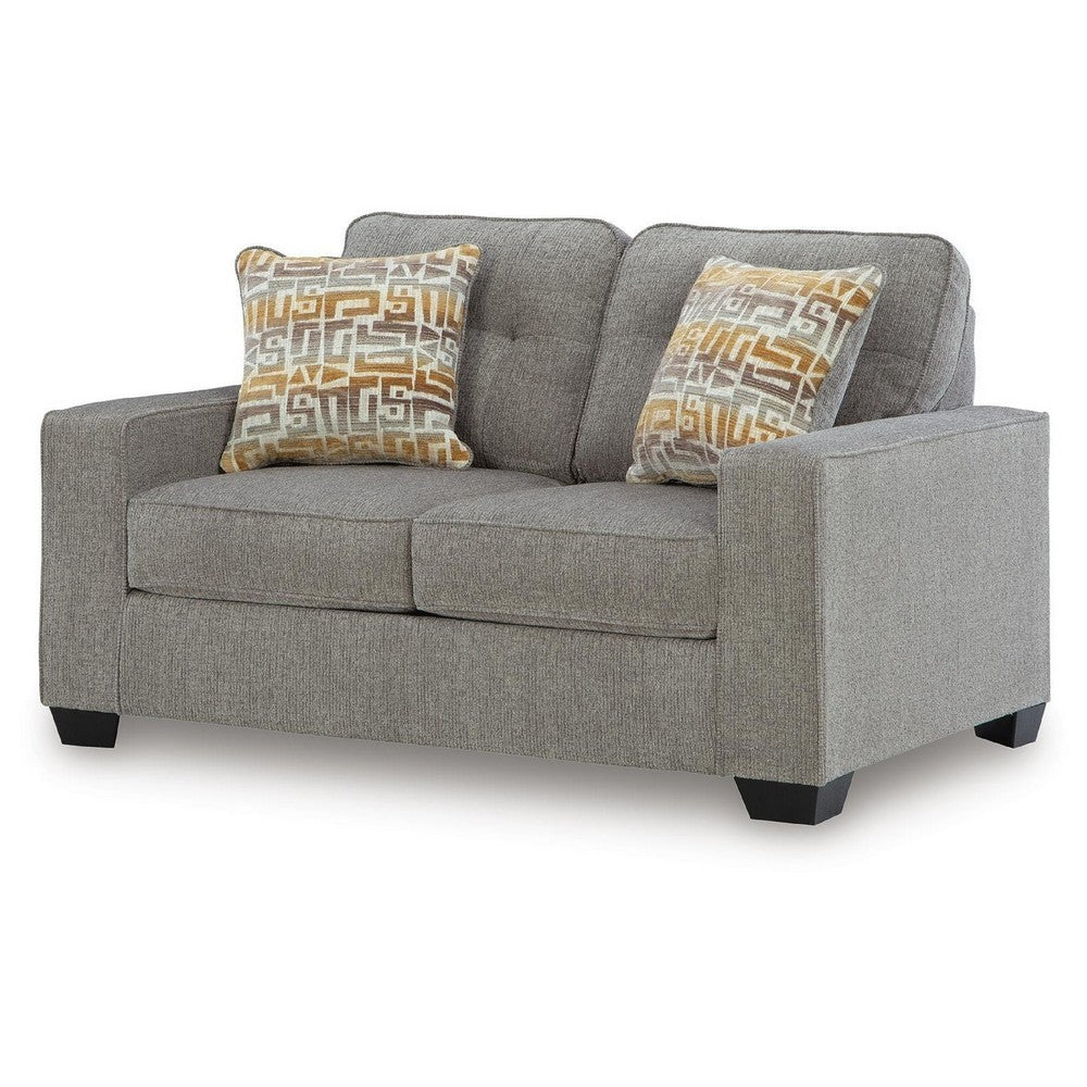 Bonny Loveseat with Track Arms and Accent Pillows | Iron Polyester 63"