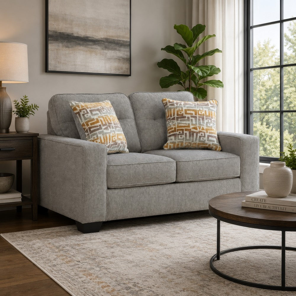 Bonny Loveseat with Track Arms and Accent Pillows | Iron Polyester 63"