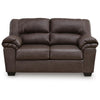 Lalie Loveseat | Corner Block Frame | Umber Jumbo-Stitch Faux Leather 66"
