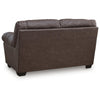 Lalie Loveseat | Corner Block Frame | Umber Jumbo-Stitch Faux Leather 66"
