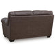 Lalie Loveseat | Corner Block Frame | Umber Jumbo-Stitch Faux Leather 66"
