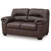 Lalie Loveseat | Corner Block Frame | Umber Jumbo-Stitch Faux Leather 66"