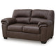 Lalie Loveseat | Corner Block Frame | Umber Jumbo-Stitch Faux Leather 66"