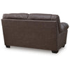 Lalie Loveseat | Corner Block Frame | Umber Jumbo-Stitch Faux Leather 66"