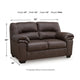 Lalie Loveseat | Corner Block Frame | Umber Jumbo-Stitch Faux Leather 66"