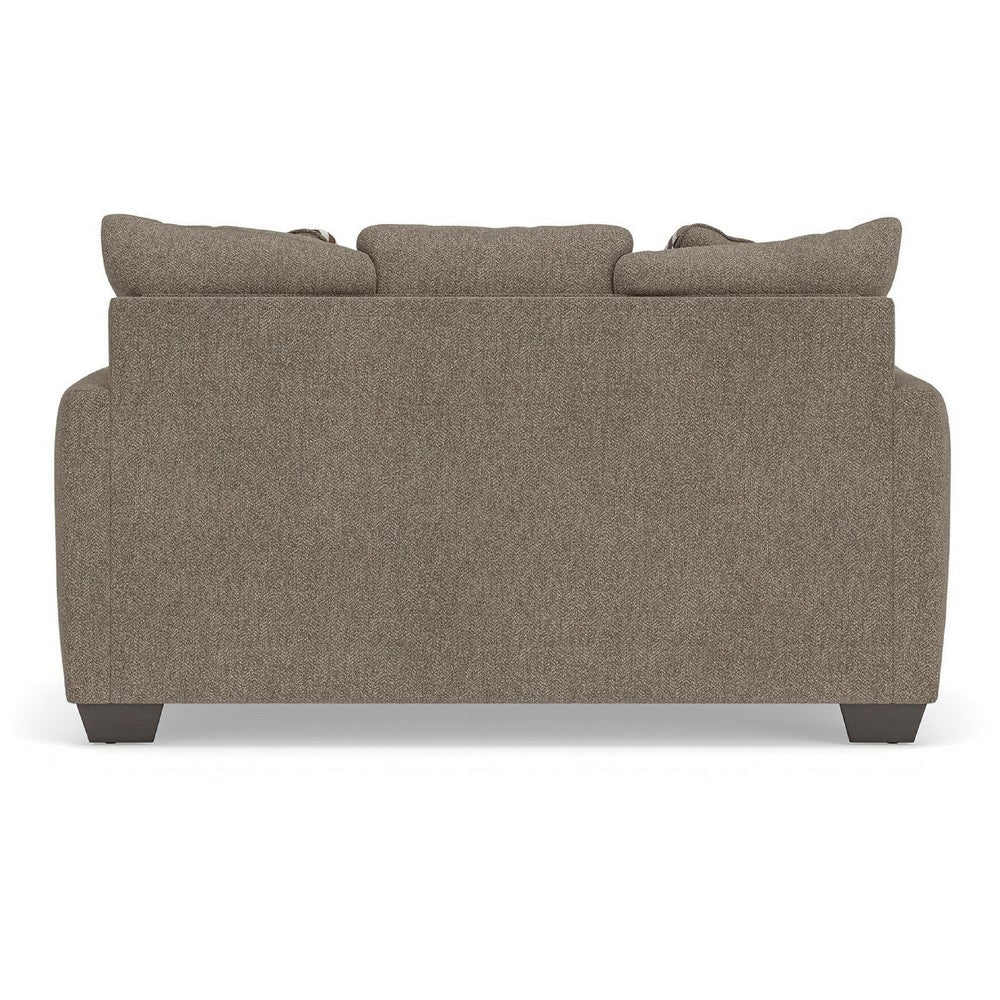 Teu Loveseat | Striped Accent Pillows | Brown-Gray Chenille 66"