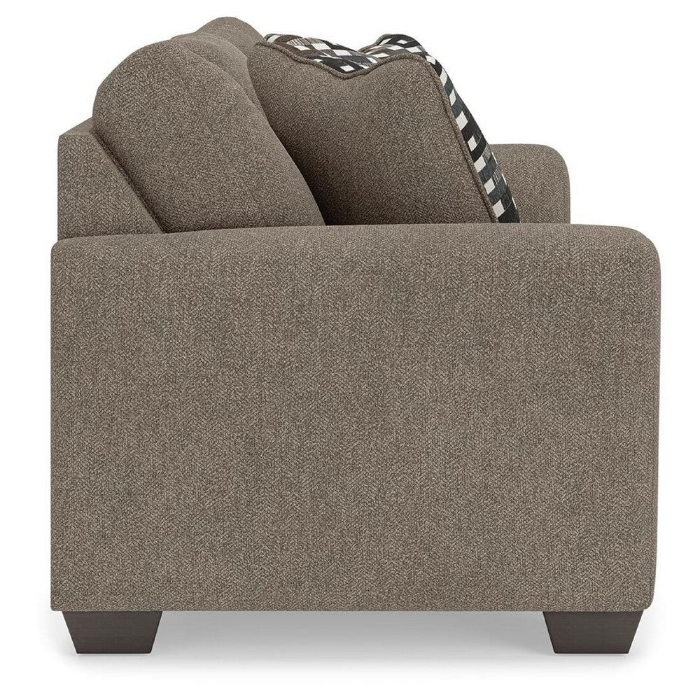 Teu Loveseat | Striped Accent Pillows | Brown-Gray Chenille 66"